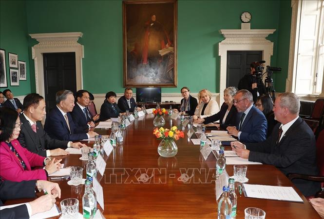 Tổng Bí thư, Chủ tịch nước Tô Lâm hội đàm với Tổng thống Ireland Michael D. Higgins. Ảnh: TTXVN.