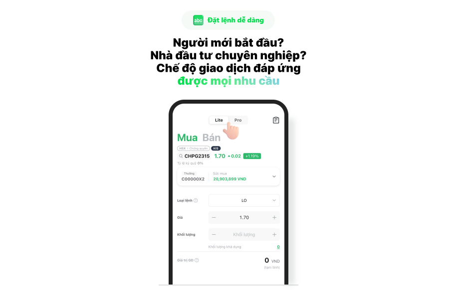 Đặt lệnh trên iKIS dễ dàng với 2 chế độ cơ bản và nâng cao.