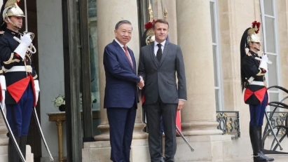 Top leaders of Vietnam and France hold talks