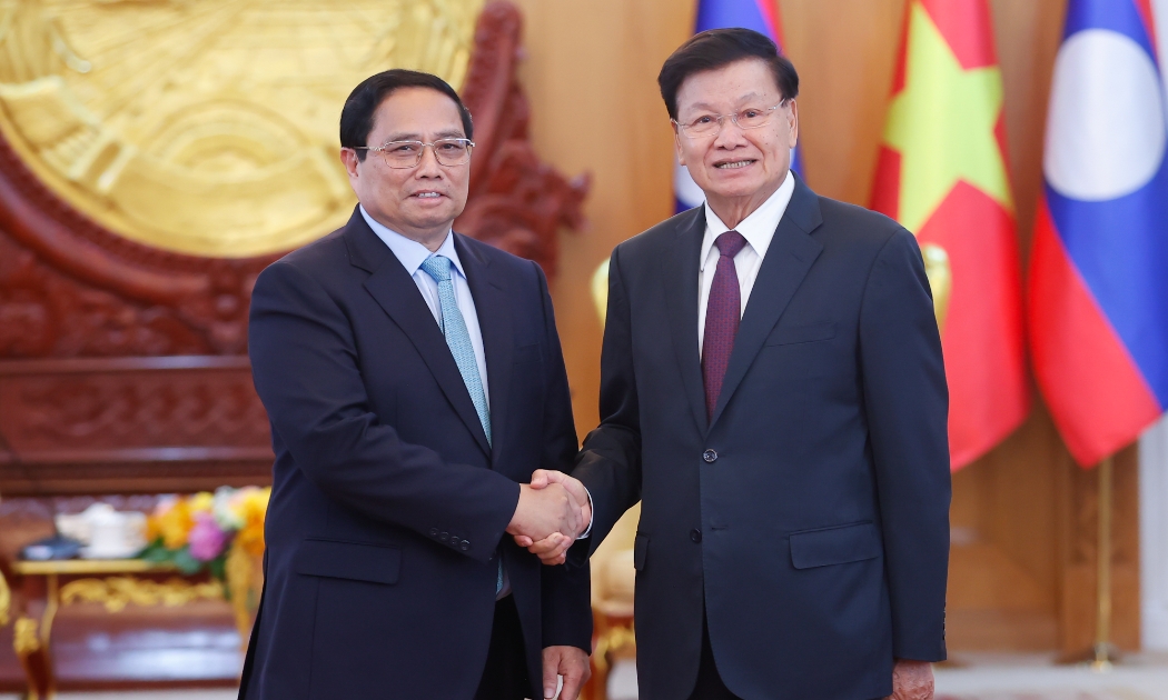 Thủ tướng Chính phủ Phạm Minh Chính hội kiến Tổng Bí thư, Chủ tịch nước Lào Thongloun Sisoulith - Ảnh: VGP