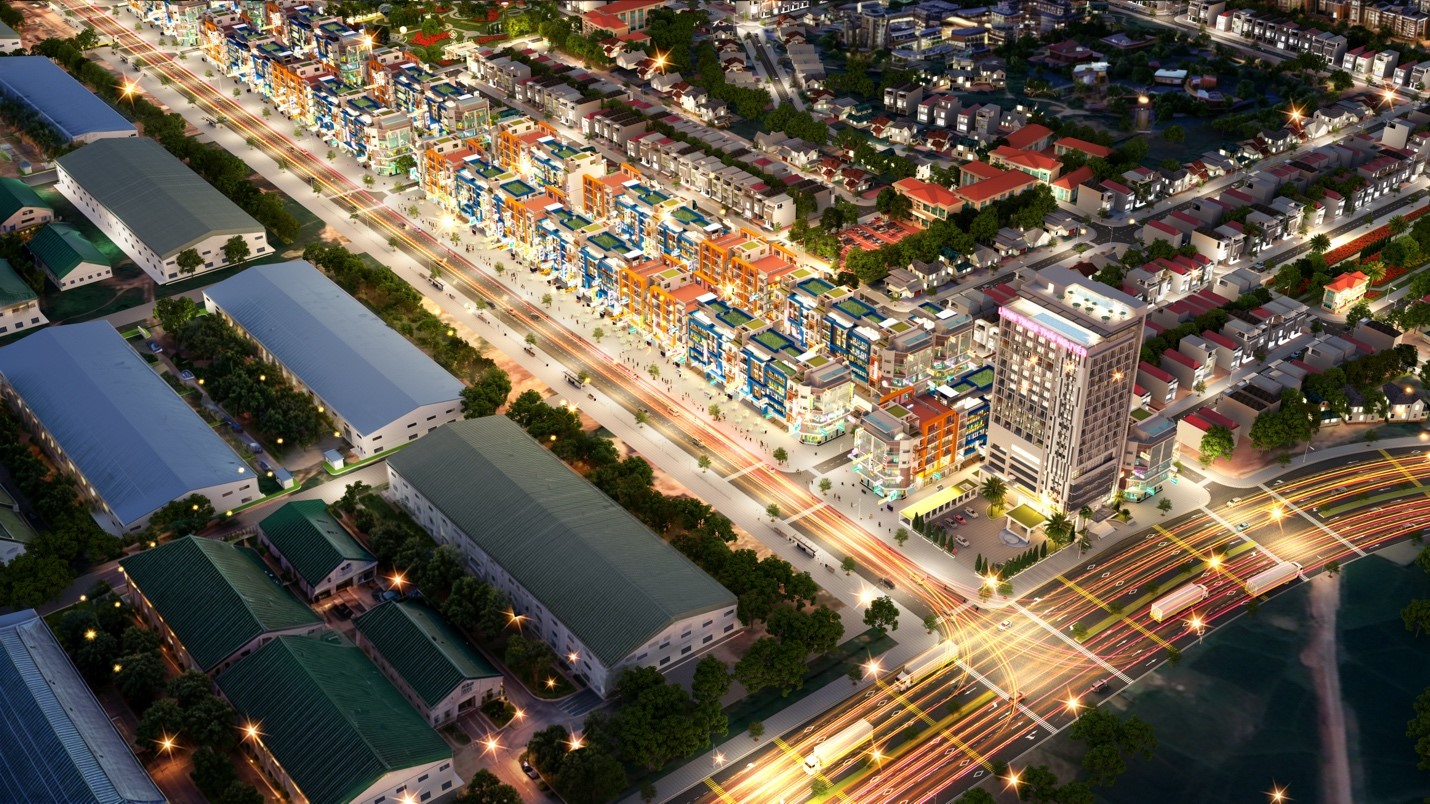 Dãy phố thương mại “không ngủ” trong tương lai sẽ trở thành trung tâm dịch vụ sầm uất của thành phố Phổ Yên.