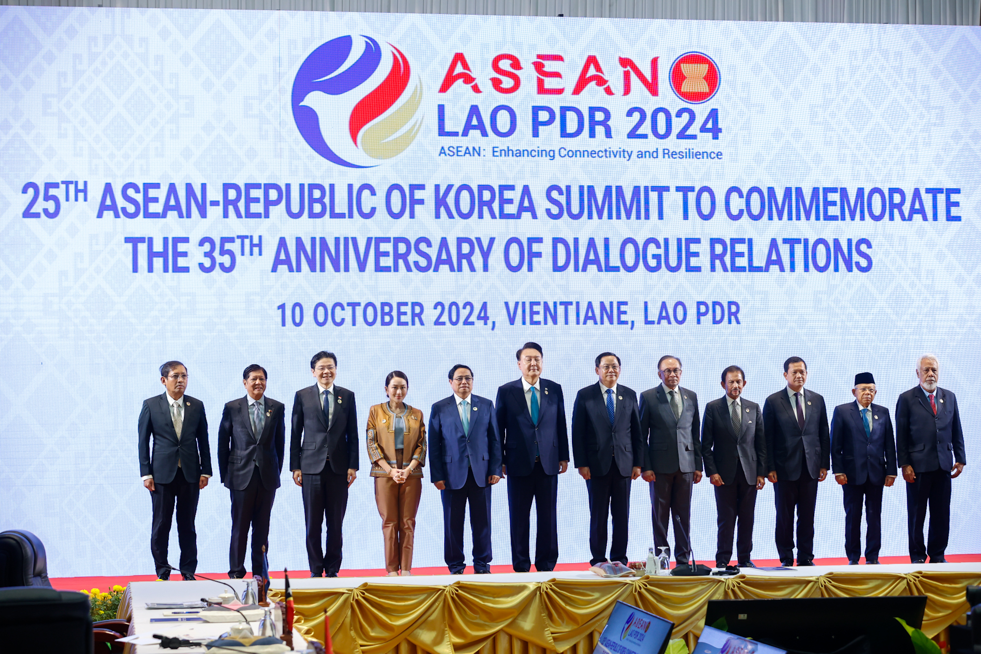 Lãnh đạo các nước ASEAN và lãnh đạo Hàn Quốc dự Hội nghị Cấp cao ASEAN-Hàn Quốc lần thứ 25 - Ảnh: VGP