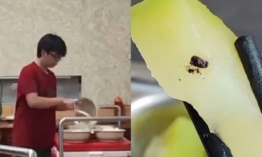 Hình ảnh bữa ăn trong quá trình học giáo dục quốc phòng và an ninh do sinh viên ghi lại. Ảnh: VTV24.