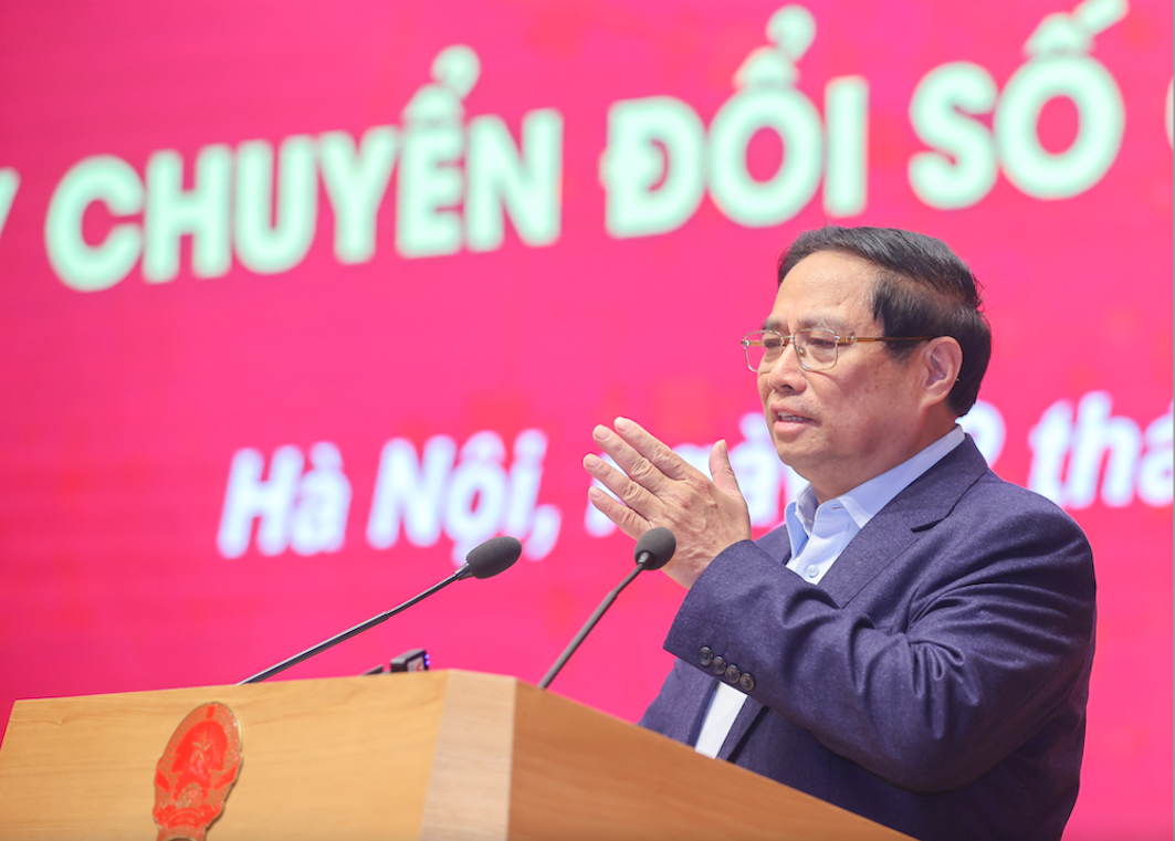 Thủ tướng phát biểu tại chương trình chào mừng Ngày Chuyển đổi số quốc gia năm 2024 - Ảnh: VGP.