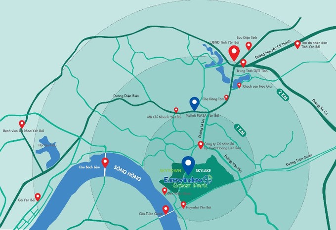 Eurowindow Green Park tọa lạc tại vị tr&iacute; đắc địa của th&agrave;nh phố Y&ecirc;n B&aacute;i, dễ d&agrave;ng thu h&uacute;t kh&aacute;ch h&agrave;ng từ khu vực xung quanh.