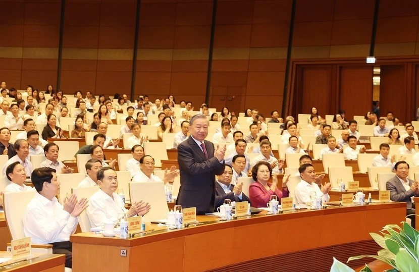 Tổng Bí thư, Chủ tịch nước Tô Lâm tới dự, chỉ đạo hội nghị tại điểm cầu Trung ương. Ảnh: TTXVN.