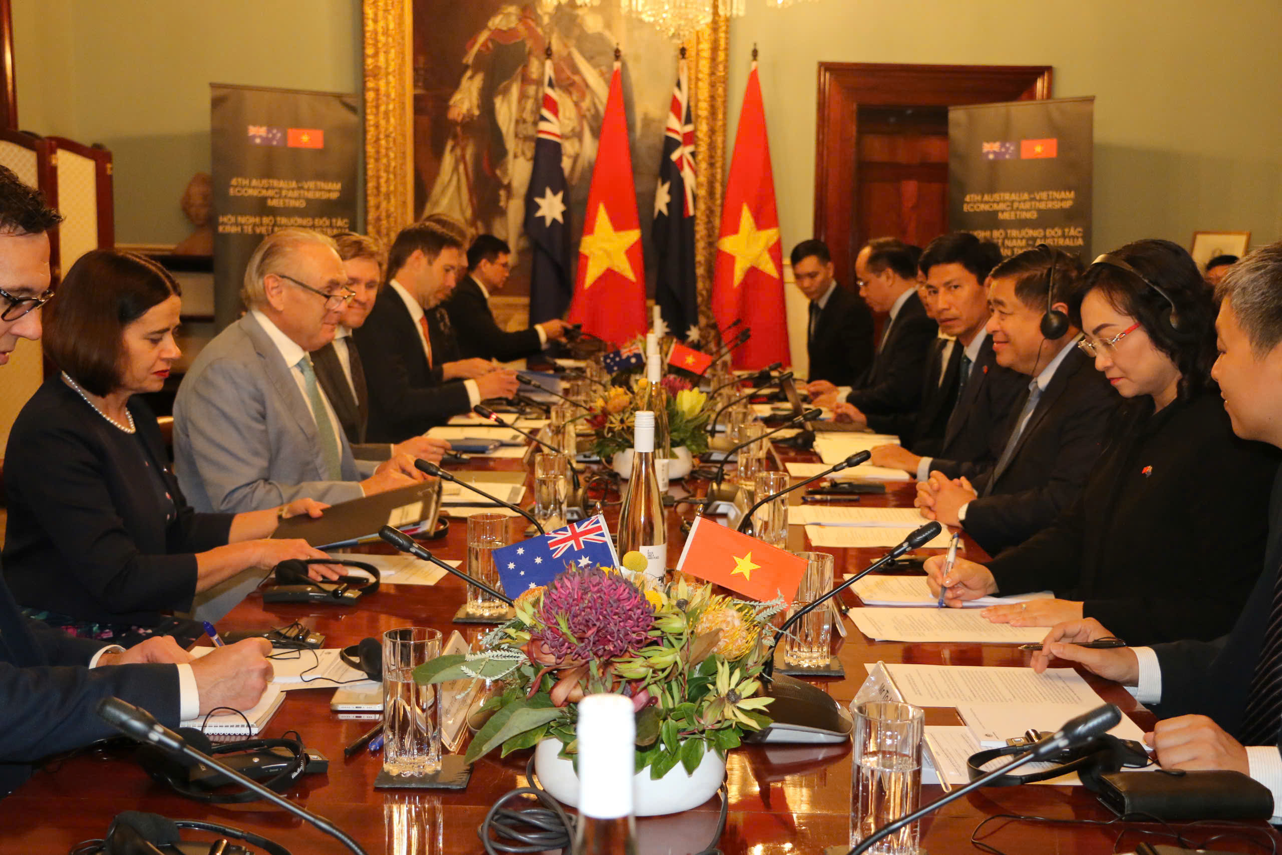 Toàn cảnh Hội nghị Bộ trưởng Đối tác kinh tế Việt Nam - Australia lần thứ tư.