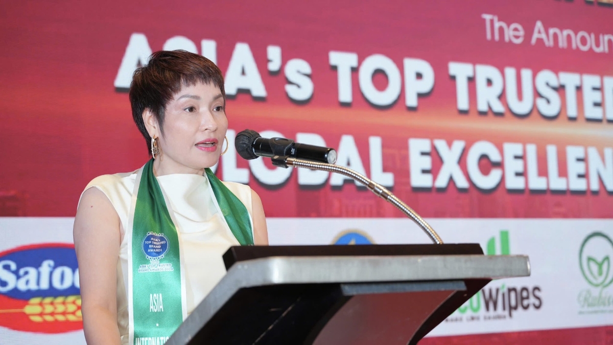 B&agrave; Đặng Thị Hương Giang ph&aacute;t biểu tại sự kiện.