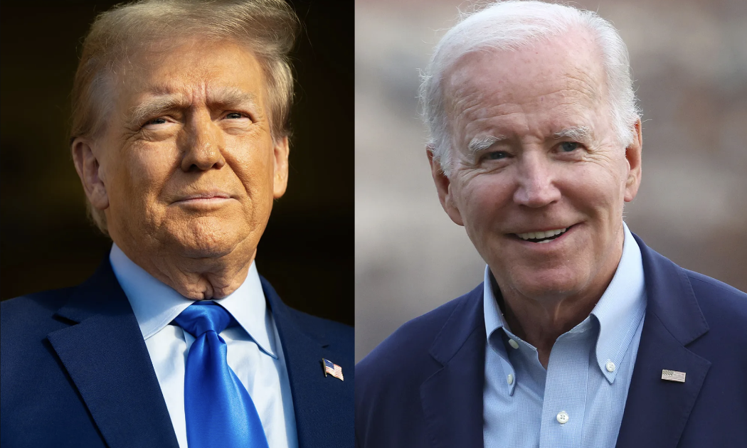 Cựu Tổng thống Mỹ Donald Trump (trái) và Tổng thống Mỹ Joe Biden - Ảnh: Bloomberg.