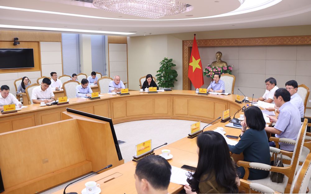 Phó Thủ tướng Trần Hồng Hà chủ trì cuộc họp tại trụ sở Chính phủ. Ảnh: VGP.