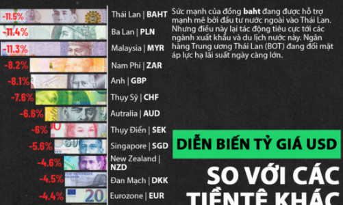 Diễn biến tỷ giá USD so với các tiền tệ khác trên thế giới từ đầu năm 2024