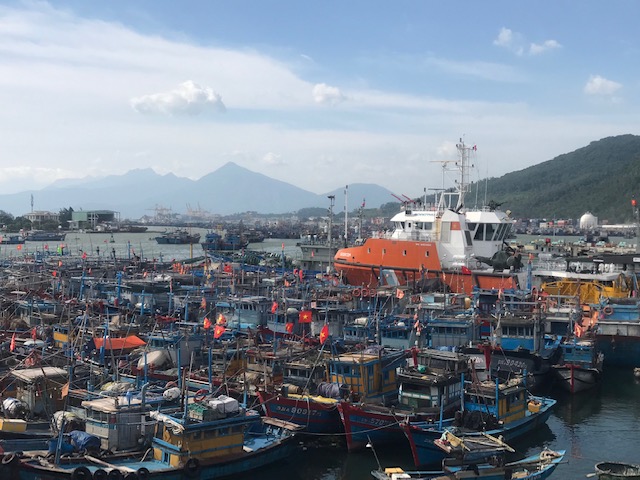 Hàng nghìn tàu cả của ngư dân đã về neo đầu tại vịnh Mân Quang. Ảnh Ngô Anh Văn