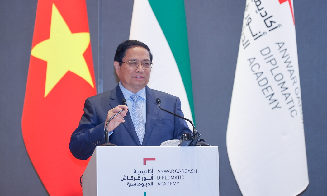 Thủ tướng chia sẻ tầm nhìn về quan hệ Đối tác Toàn diện Việt Nam-UAE và quan hệ Việt Nam-Trung Đông thời gian tới - Ảnh: VGP