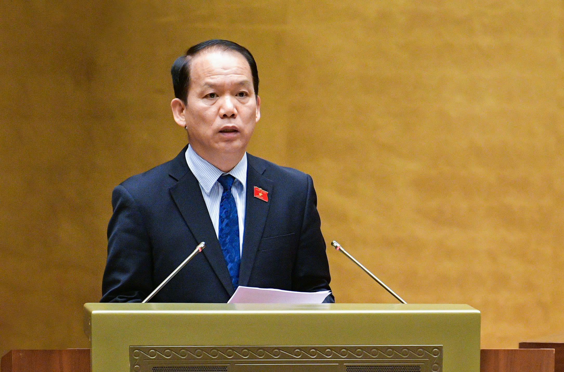 Chủ nhiệm Ủy ban Pháp luật Hoàng Thanh Tùng báo cáo thẩm tra Đề án.
