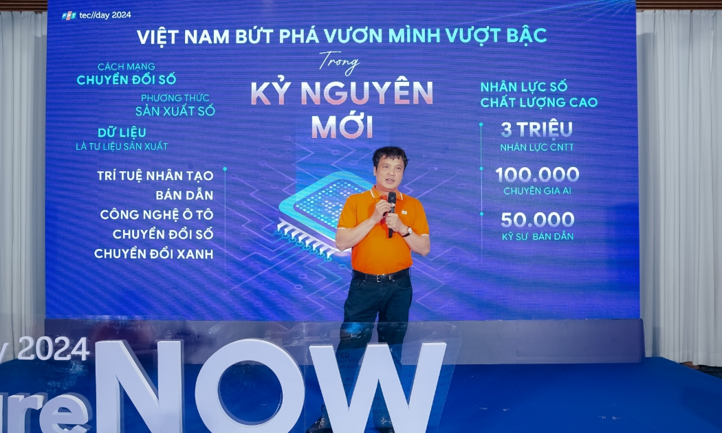 Tổng Giám đốc FPT ông Nguyễn Văn Khoa tại họp báo Diễn đàn công nghệ quốc tế FPT Techday 2024, sáng 31/11.