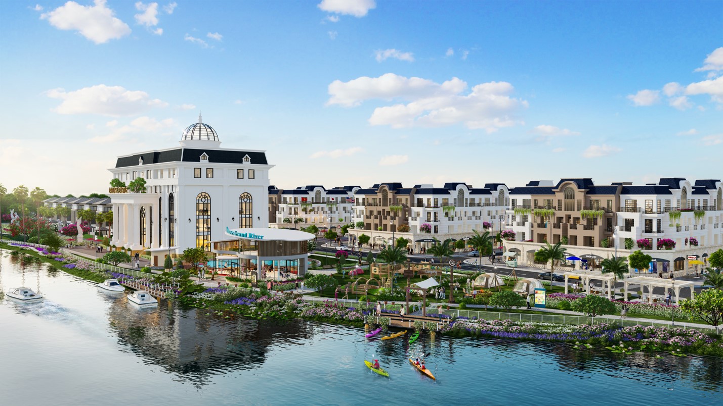 Agora City có đến 3 mặt giáp sông, quanh năm mát mẻ, thích hợp phát triển nhiều tiện ích.