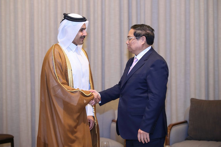 Thủ tướng Phạm Minh Chính đã tiếp ông Saad bin Sherida Al Kaabi, Quốc Vụ khanh phụ trách các vấn đề năng lượng Qatar, kiêm Giám đốc Điều hành Công ty QatarEnergy - Ảnh: VGP