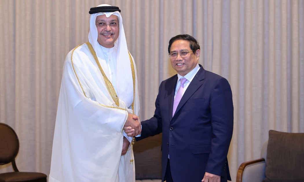 Thủ tướng Phạm Minh Chính và Bộ Truyền thông và Công nghệ thông tin Qatar - Ảnh: VGP