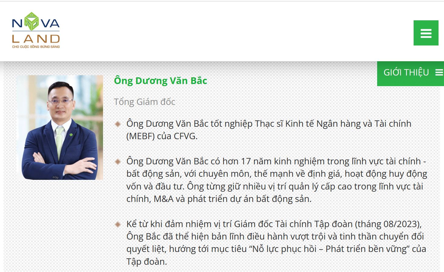 Ông Dương Văn Bắc - Tổng giám đốc NVL.