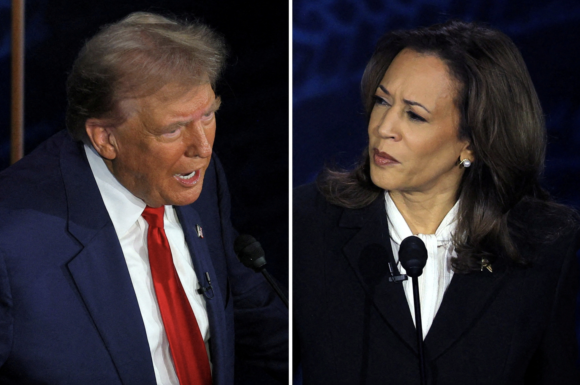 Hai ứng cử viên tổng thống Mỹ 2024: ông Donald Trump (trái) và bà Kamala Harris - Ảnh: Reuters.