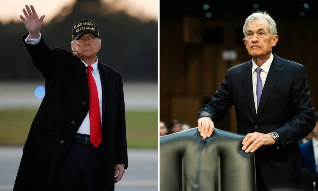 Ông Donald Trump và ông Jerome Powell - Ảnh: Getty Images/Bloomberg