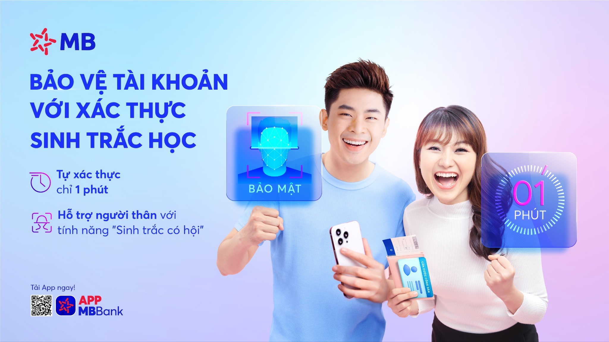 MB hỗ trợ đa dạng c&aacute;ch thức gi&uacute;p kh&aacute;ch h&agrave;ng chủ động cập nhật sinh trắc học tr&ecirc;n App MBBank.