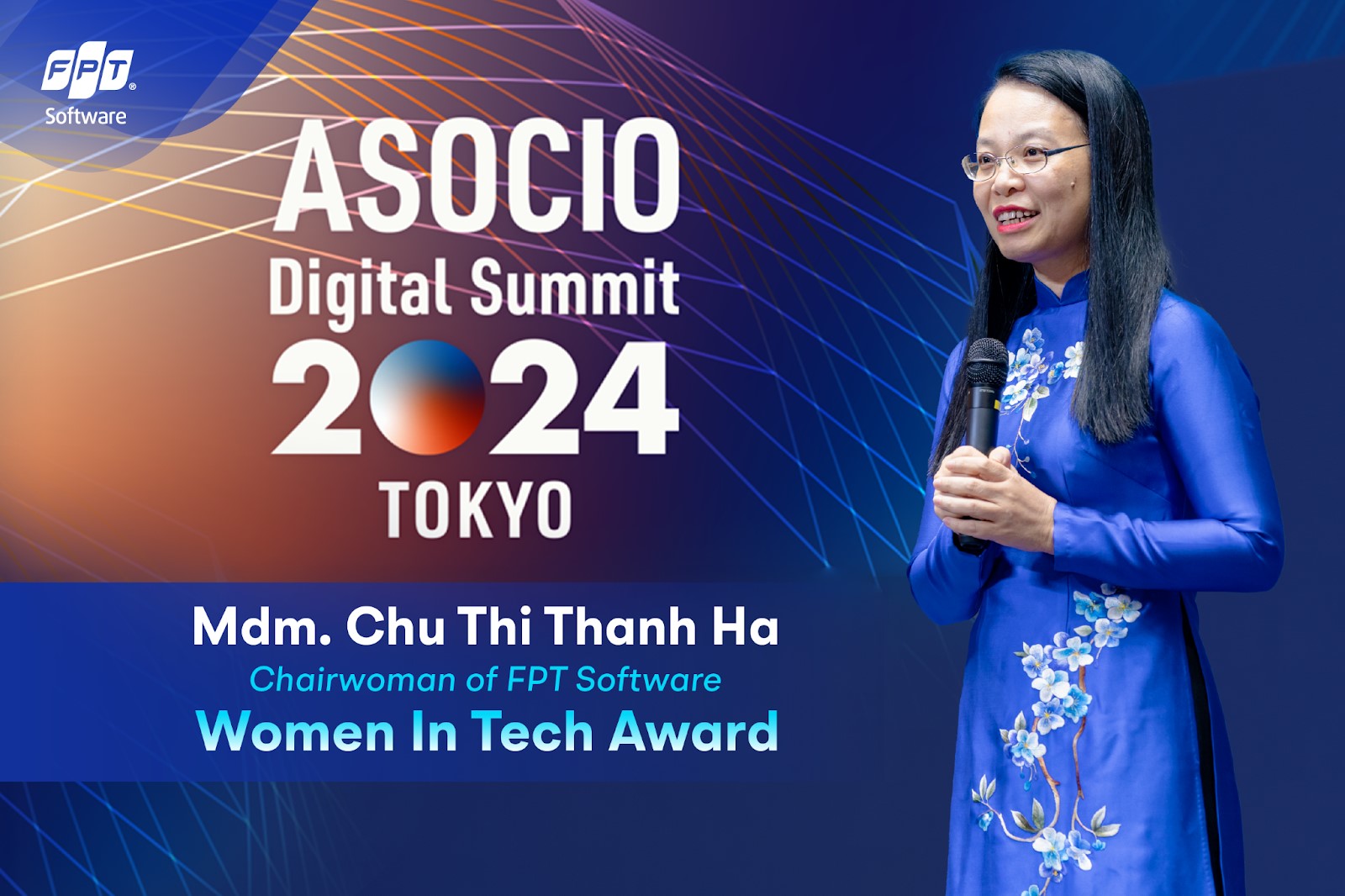 B&agrave; Chu Thị Thanh H&agrave;, Chủ tịch FPT Software, Tập đo&agrave;n FPT được vinh danh Women in Tech Award.