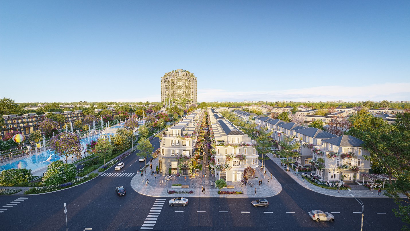 Nhà phố quảng trường đón lượng đón lượng khách mua sắm lớn cư dân của 2 khu cao tầng Central Park Residences và Seaview Residences.