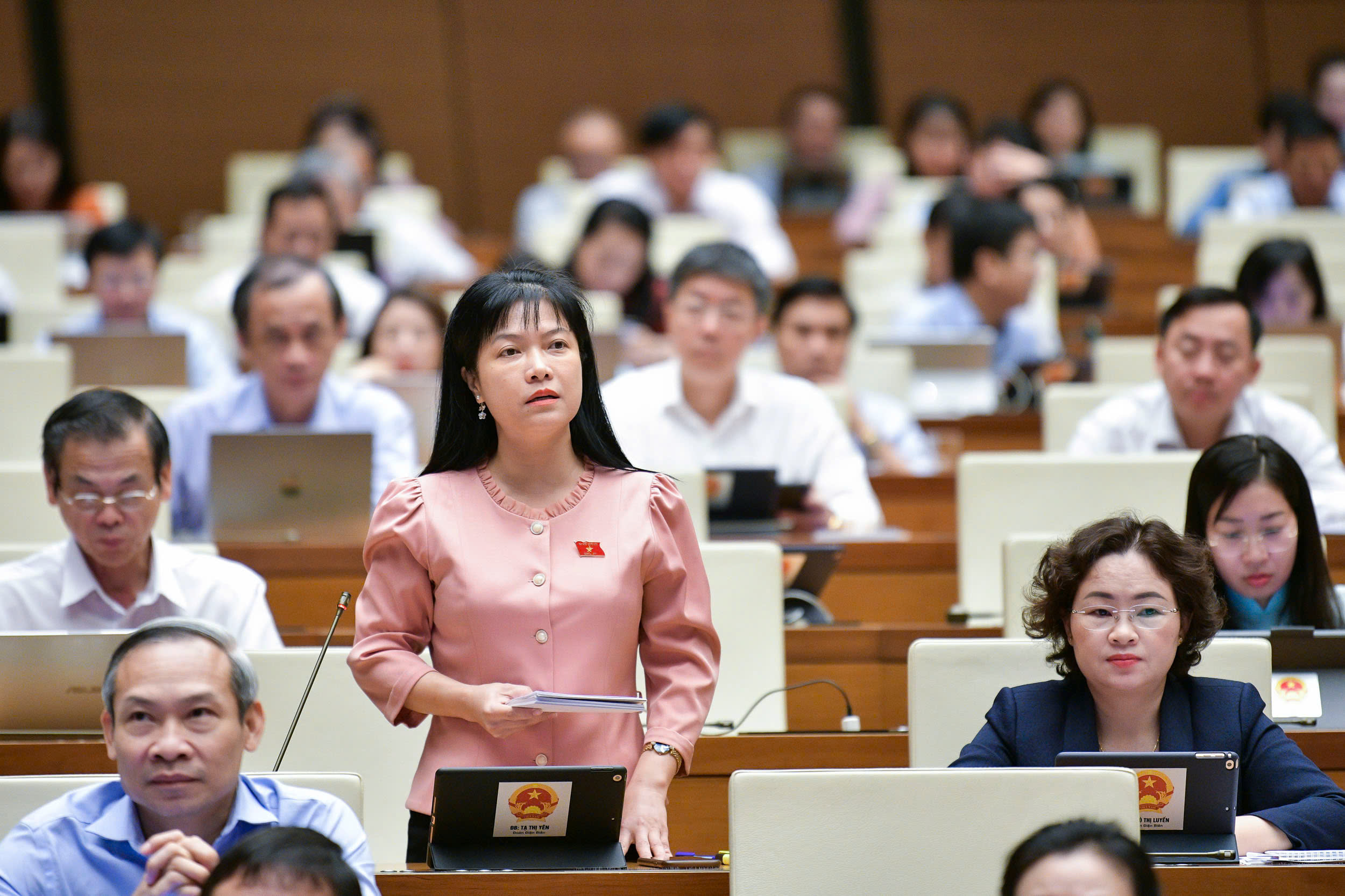 Đại biểu Tạ Thị Yên, đoàn Điện Biên, đặt vấn đề làm sao để báo chí truyền thống có thể cạnh tranh và tồn tại?