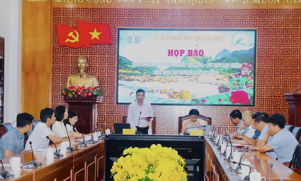 Điểm cầu họp báo tại tỉnh Lai Châu. Ảnh BTC