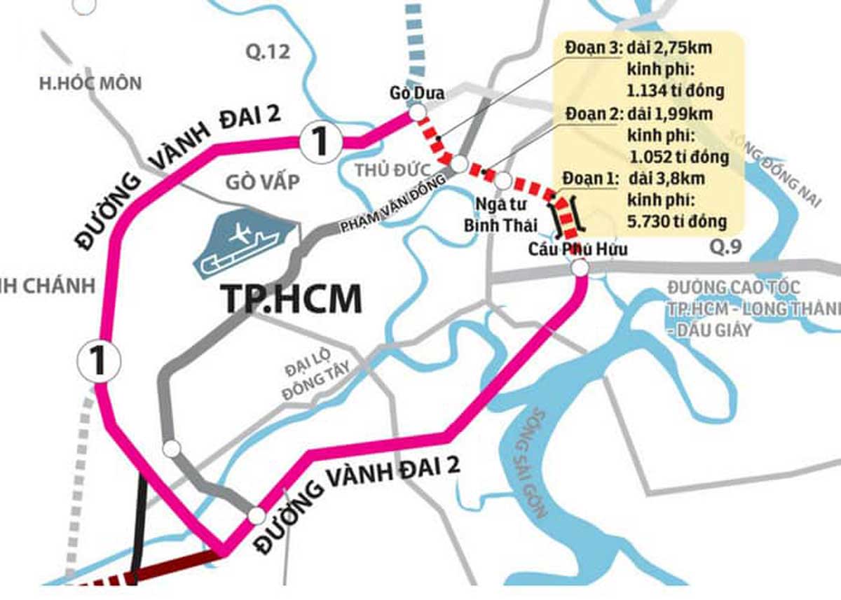 Bản đồ quy hoạch đường vành đai 2, TP.HCM.