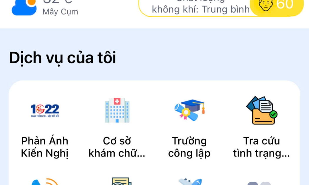 Giao diện trang chủ app Công dân số được đăng nhập bằng VNeID cá nhân - Ảnh minh họa.