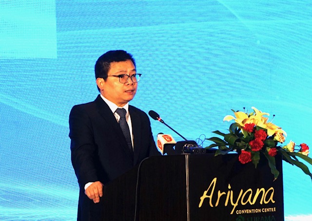 Thứ trưởng Bộ C&ocirc;ng Thương Trương Thanh Ho&agrave;i ph&aacute;t biểu tại Diễn đ&agrave;n.