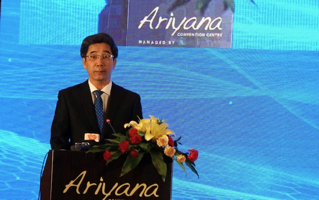 Phó Chủ tịch UBND TP. Đà Nẵng Trần Chí Cường phát biểu khai mạc Diễn đàn “Khu thương mại tự do Đà Nẵng – Động lực mới phát triển ngành logistics thành phố Đà Nẵng”..Ảnh Ngô Anh Văn