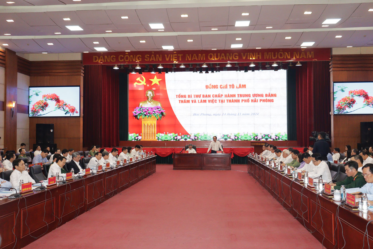 Tổng bí thư Tô Lâm làm việc với lãnh đạo thành phố Hải Phòng
