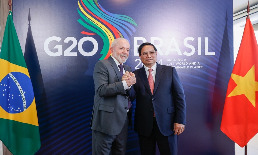 Thủ tướng Phạm Minh Chính và Tổng thống Luiz Inácio Lula da Silva đã nhất trí nâng cấp quan hệ Việt Nam - Brazil lên Đối tác chiến lược. Ảnh: VGP.