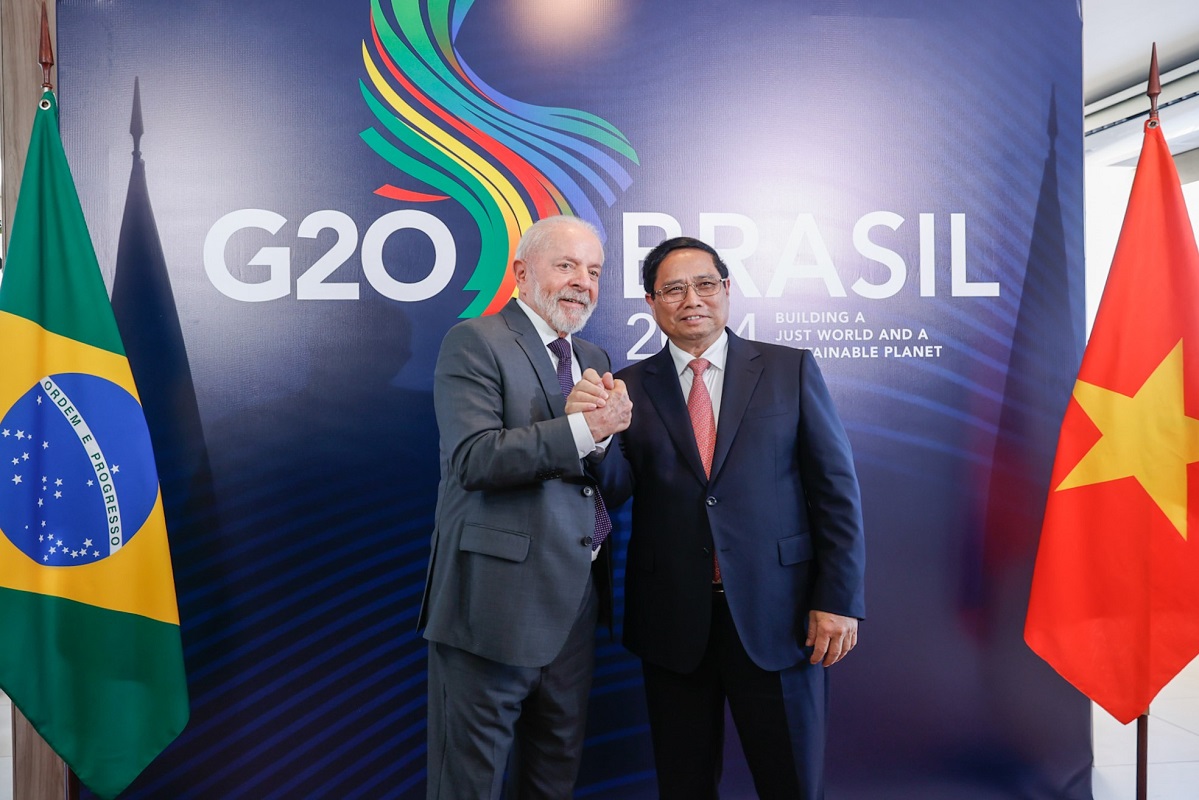 Thủ tướng Phạm Minh Chính và Tổng thống Luiz Inácio Lula da Silva đã nhất trí nâng cấp quan hệ Việt Nam - Brazil lên Đối tác chiến lược. Ảnh: VGP.