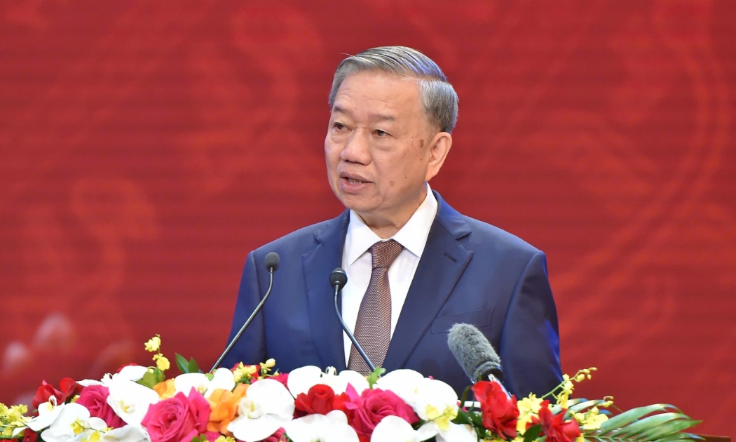 Tổng bí thư Tô Lâm phát biểu tại buổi gặp mặt nhà giáo.