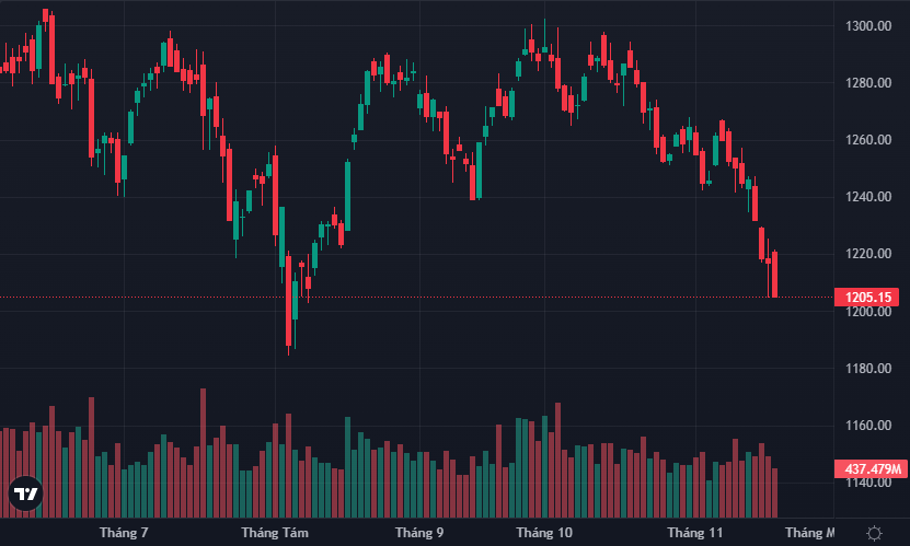 VN-Index đã xóa sạch biên độ phục hồi chiều hôm qua.