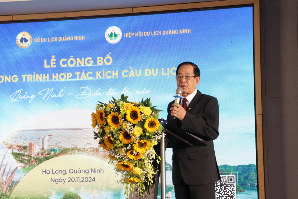 Ông Nguyễn Thế Huệ, Chủ tịch Hiệp hội du lịch Quảng Ninh phát biểu.