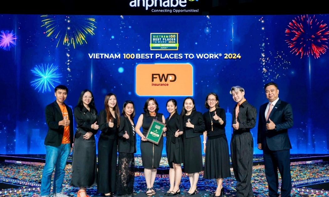 Năm 2024 đánh dấu lần thứ 7 liên tiếp Công ty Bảo hiểm Nhân thọ FWD Việt Nam được xếp hạng cao trong Bảng xếp hạng “Top 100 Nơi Làm Việc Tốt Nhất Việt Nam”.