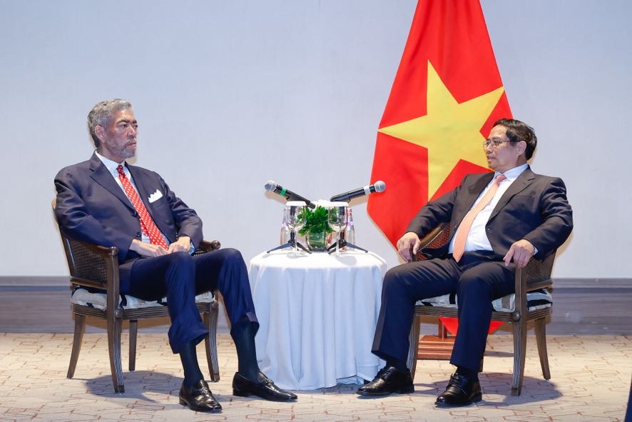 Thủ tướng Phạm Minh Ch&iacute;nh đ&atilde; tiếp đồng ch&iacute; Miguel Mejia, Tổng B&iacute; thư Đảng Phong tr&agrave;o C&aacute;nh tả thống nhất (MIU), Bộ trưởng Ch&iacute;nh s&aacute;ch Hội nhập khu vực Cộng h&ograve;a Dominica - Ảnh: VGP