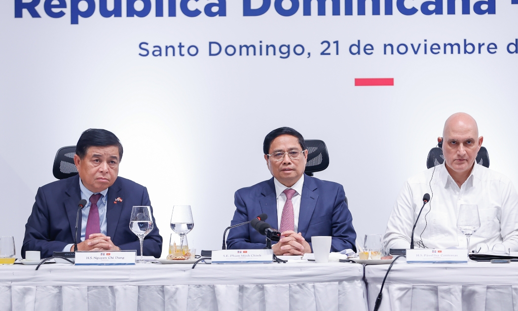 Thủ tướng Phạm Minh Chính dự tọa đàm doanh nghiệp Việt Nam-Dominica - Ảnh: VGP