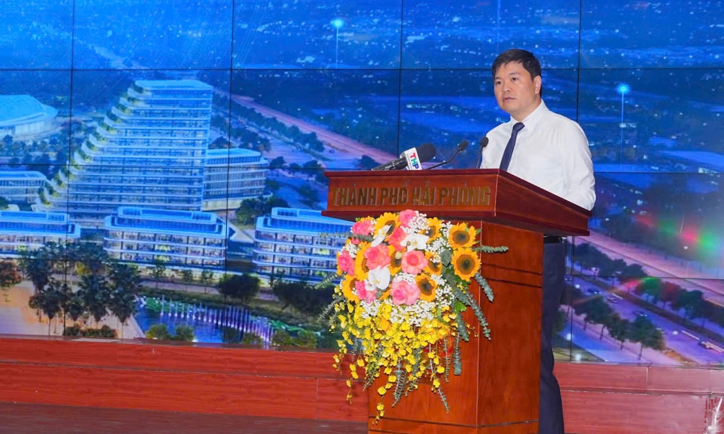 Ông Hoàng Minh Cường, Phó chủ tịch UBND thành phố Hải Phòng phát biểu tại sự kiện
