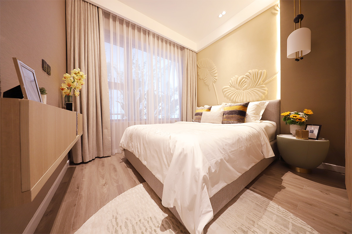 Phòng ngủ Master được sắp xếp bố cục hợp lý phù hợp với các cặp vợ chồng