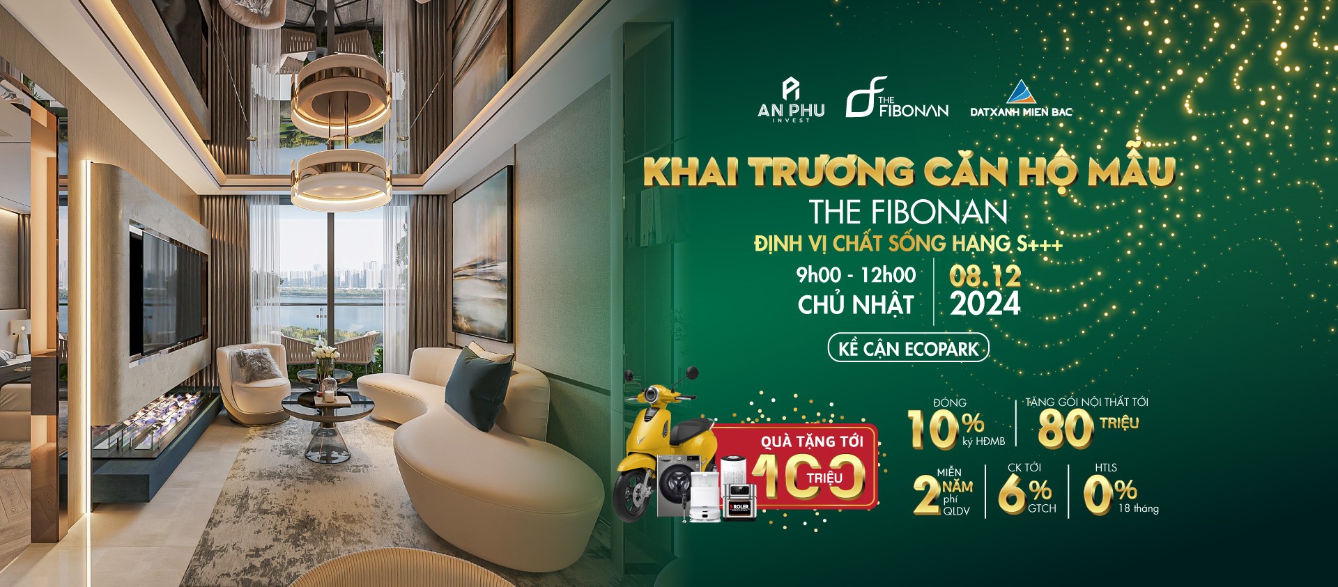 Sự kiện khai trương căn hộ mẫu The Fibonan được đông đảo người mua, nhà đầu tư đón chờ. Nguồn ảnh: Đất Xanh Miền Bắc.