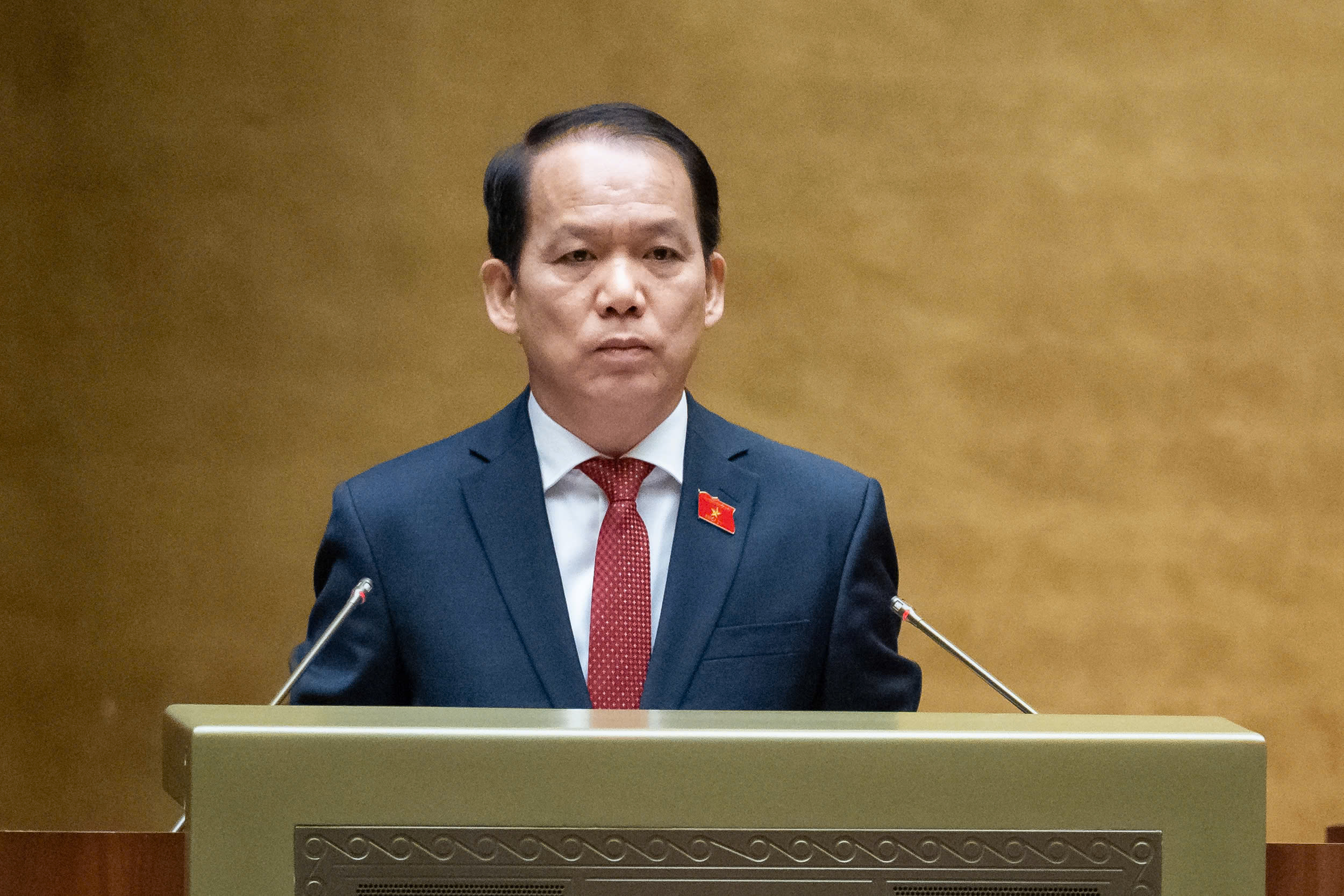 Chủ nhiệm Ủy ban Pháp luật của Quốc hội Hoàng Thanh Tùng báo cáo tiếp thu, giải trình dự án Luật. Ảnh: Quochoi.vn.