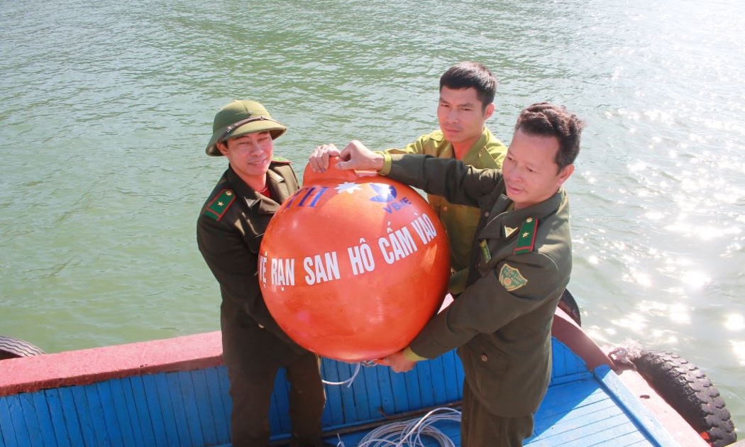 Thả phao trên biển Cát Bà vào sáng 29/11/2024. Ảnh: Chu Khôi.