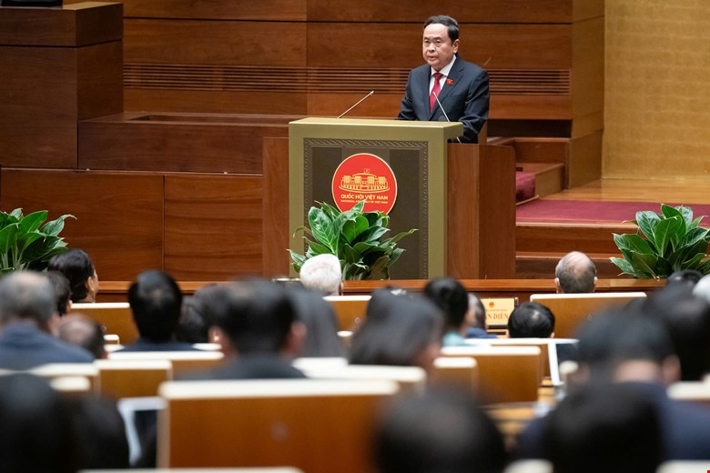 Chủ tịch Quốc hội Trần Thanh Mẫn phát biểu bế mạc Kỳ họp thứ 8, Quốc hội Khóa XV.