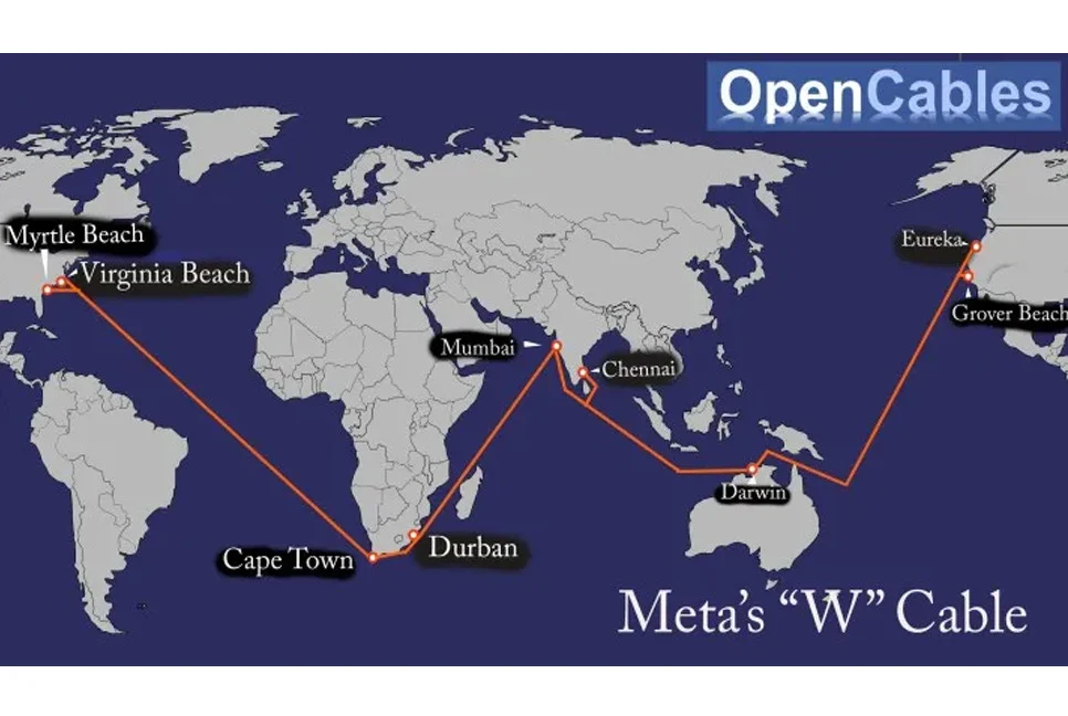 Tuyến cap dự kiến của Meta - Ảnh OpebCables 